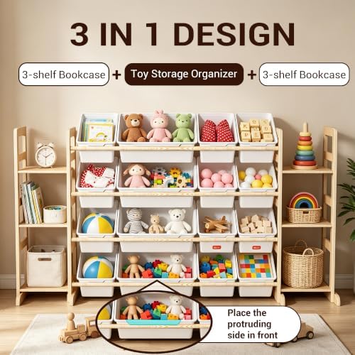 KiddoCood Large 100% Solid Wooden Kids Toy Storage Organizer, 60.2" W - Image 4