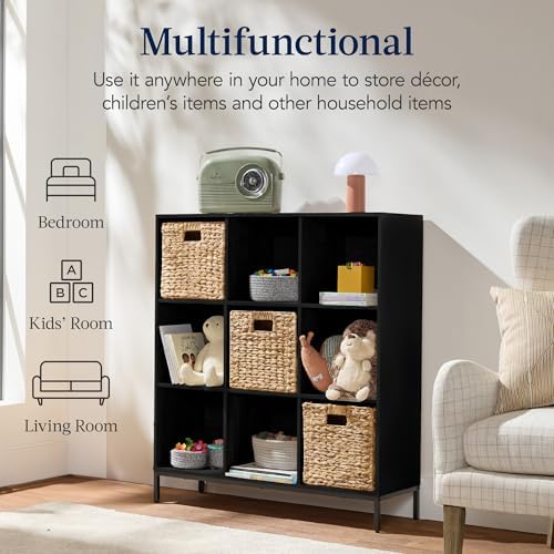 Best Choice Products 9-Cube Bookshelf, 3-Tier Wood Storage Bookcase W/Legs, 11in Shelf Opening, Cube Organizer, Living Room, Office, Nursery – Black - Image 4