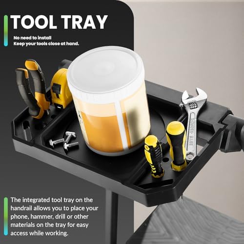 XinSunho 3 Step Stool, Heavy Duty Steel with Foldable Handrail & Tool Tray - Image 3