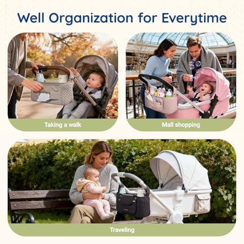 mommore Universal Stroller Organizer with Insulated Cup Holders - Image 6