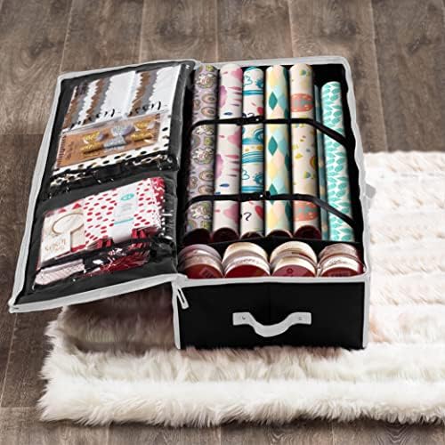 ZOBER Wrapping Paper Storage, Gift Wrapping Organizer Storage, Black/White - Image 6