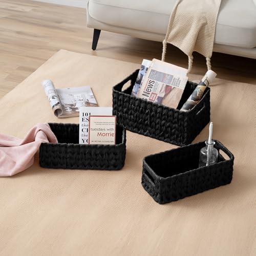 GRANNY SAYS Wicker Baskets for Shelves, Large Black Baskets for Organizing - Image 6
