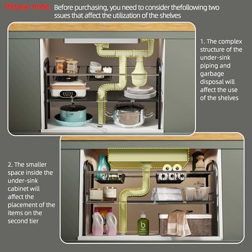 Under Sink Organizers and Storage,Expandable under cabinet organizer Shelf - Image 2