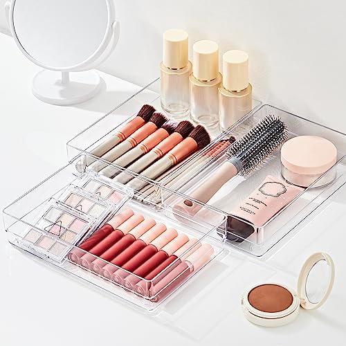 SMARTAKE 6 PCS Clear Plastic Kitchen Large Size Drawer Organizers Set - Image 3