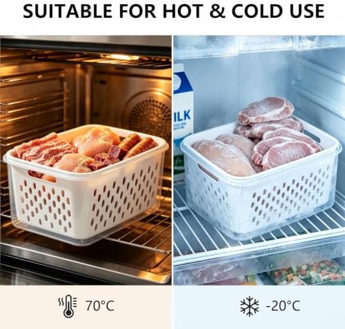 3 Pack Fruit Storage Containers for Fridge with Removable Colander and Lids - Image 5