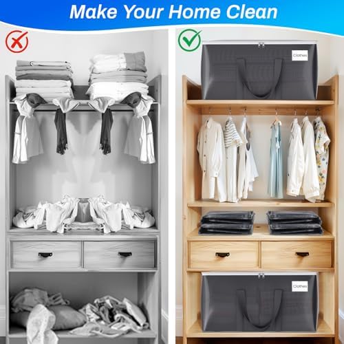 ElegantArray 10 Pack Moving Bags Heavy Duty, Moving Boxes, Storage Bags with Zipper & Handles & Tag for College & Dorm Moving Supplies Grey Laundry Hamper Bag, Foldable Space-saving Totes (76L, Grey) - Image 5
