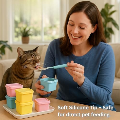 2ME Cat and Dog Food Storage Containers with Lids, 6-Pack 100% Silicone 4oz Each, with Dual-Ended Scoop – Keeps Wet Can Food Fresh, Odor-Resistant,Freezer, Microwave & Dishwasher Safe - Image 6