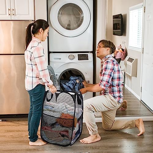 Collapsible Pop Up Laundry Hamper, Extra Large Mesh Foldable Laundry Basket, 28" x 16" x 16", 2 Pack (Black + Grey) - Image 5