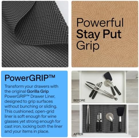 GORILLA GRIP powerGRIP Drawer Shelf and Cabinet Liner, 20"x30', Charcoal - Image 3
