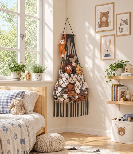 Stuffed animal net Hammock - Large 53'' H, Space-Saving (Black) - Image 4