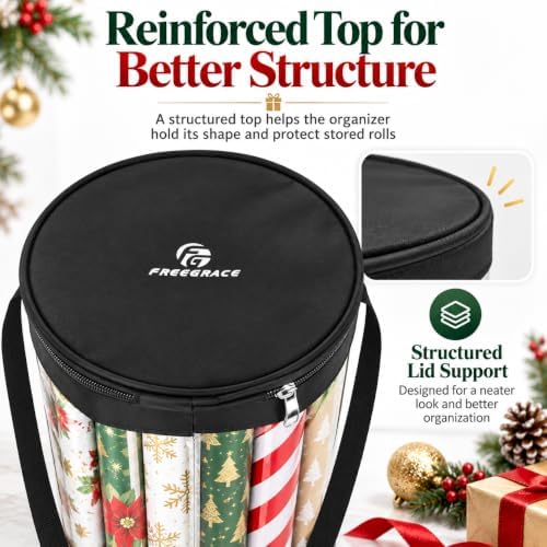 Freegrace Gift Wrap Organizer - Wrapping Paper Storage Bag 40.9" Under Bed - Image 5