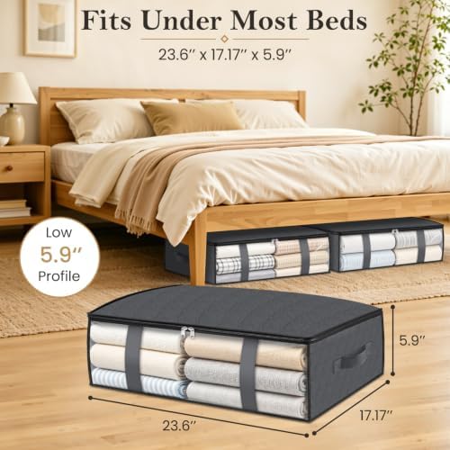 3 Pack Storage Bags, 40L Clothes Storage Containers, Foldable Storage Bins - Image 2