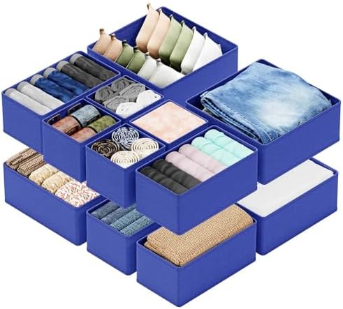 SpaceAid Drawer Organizer for Clothes, 12 Pack Dresser Drawer Organizer Bins, Closet Organizers and Storage Dividers for Clothing, Underwears, Socks (Blue) by SpaceAid