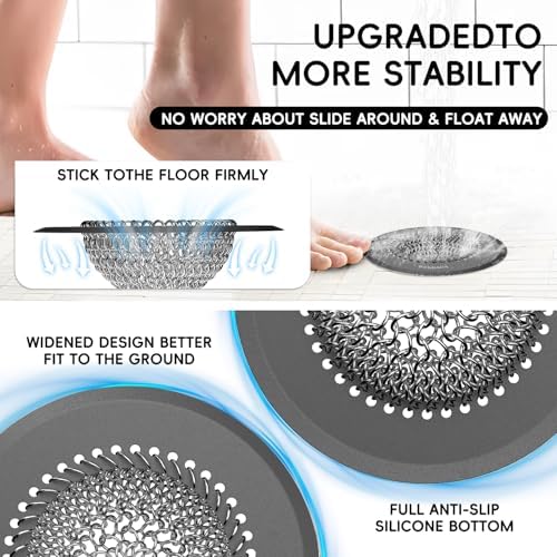 Shower Hair Drain Catcher, 4.4" Anti-Clog Bathtub Drain Cover, Dark Gray - Image 5