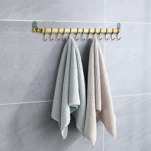Kyraton Kitchen Utensil Rack, Kitchen Rack With Gold Titanium Plating,Rail Rack Organizer for Hanging Knives,Wall Mounted Gourmet Kitchen Rail with 14 Hooks - Image 5