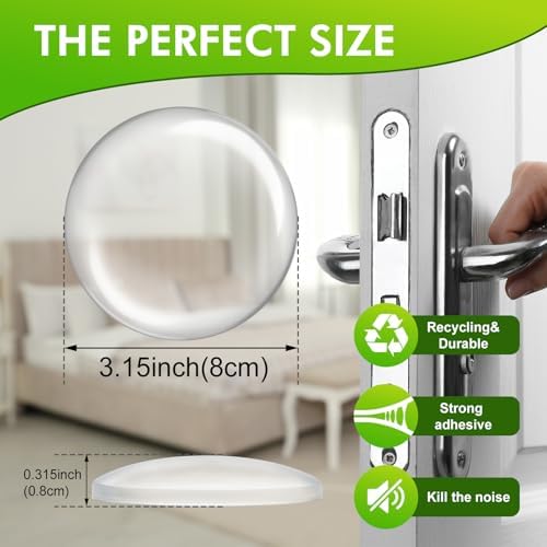 Clear Door Stoppers for Wall, 3.15" Self-Adhesive Door Knob Wall Protectors, 6 Pack Door Handle Stoppers, Door Bumpers to Prevent Scratches on Walls & Doors - Image 2