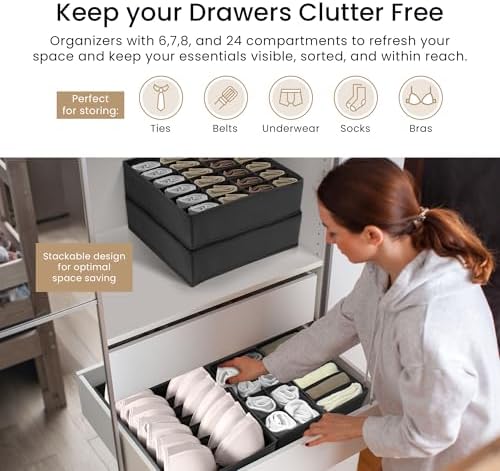 Reli. Sock Organizer (14 Pack) | 132 Cell Underwear Organizer | Gray - Image 3