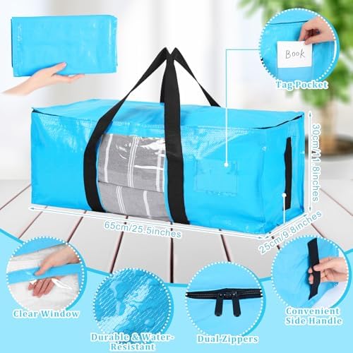 6 Pack Heavy Duty Extra Large Dorm Moving Bags, Pink Purple Blue - Image 4