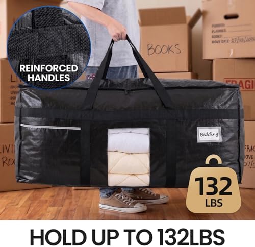 TAILI 2 Pack XXL Storage Bags with Visible Window and Handy Pocket,Black - Image 2