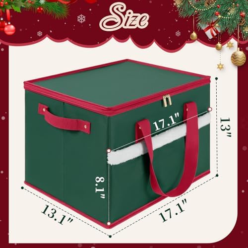 Christmas Ornament Storage Box with Adjustable Dividers Zippered Top Stores up to 36 Holiday Ornaments (4 Inch) Xmas Ball Decorations Organizer Storage Container Bin - Image 2