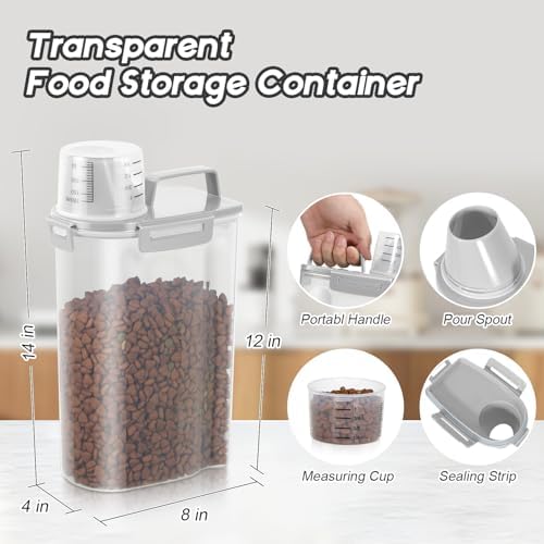 LEAWALK Cat Dog Pet Food Storage Container 3+5Lbs BPA-free Light gray - Image 5