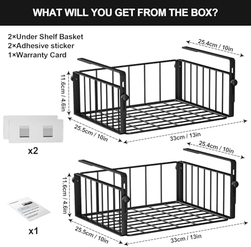 AmonHouseware 2Pack Under Shelf Storage Basket Organizer, Black - Image 6