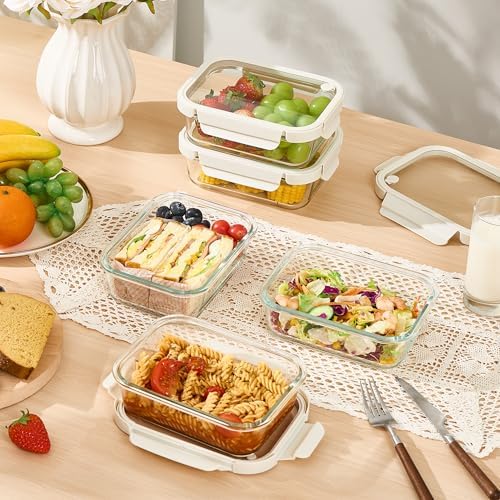 Vtopmart 5 Pack Glass Food Storage Containers with Glass Lids & Air Vent - Image 5