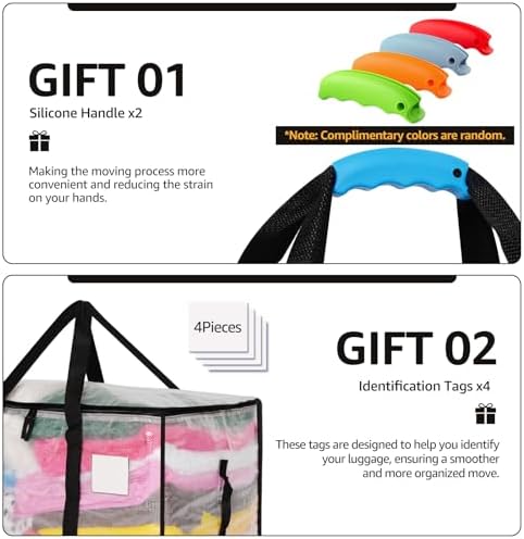 Moving Bags Heavy Duty Extra Large, Alternative for Moving Boxes & Moving Supplies,Clear Storage Bins with Lids, Plastic Packing Tote, Storage Bags for Clothes with Handles & Zippers(Clear, 2 Pack) - Image 3