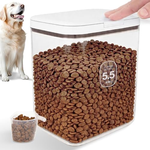 LEAWALK 5 Lbs Airtight Dog Cat Pet Food Storage Container PopTop White by LEAWALK