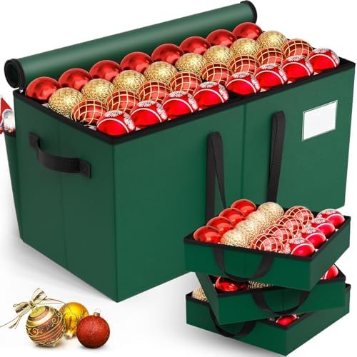 Christmas Ornament Storage Box, 8 Individual Trays with Handles, Green by Unknown
