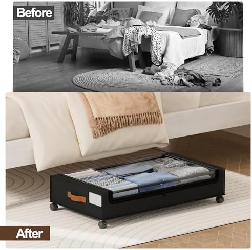LAMU Under Bed Storage with Wheels, 4Pack Underbed Storage Containers,Black - Image 6