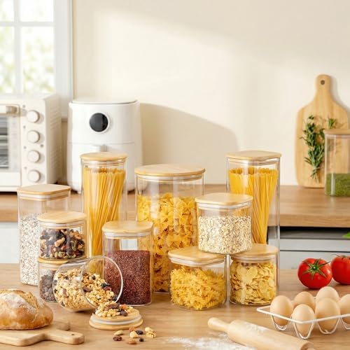 17 oz Square Glass Food Storage Containers with Airtight Bamboo Lids 12Pack - Image 2