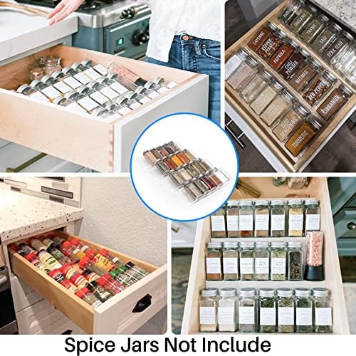 Antimbee 4-Pack Spice Drawer Organizer, 4-Tier Clear Spice Rack for Drawer - Image 3