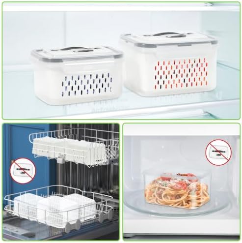 4 Pack Fridge Fruit Storage Containers with Colander, Vent and Handle - Image 5