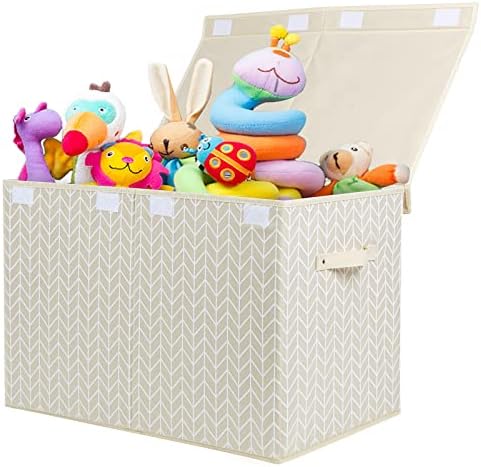 Large Toy Storage Box Chest for Kids, Sturdy Toy Box Bin Baskets with Lid by Mayniu