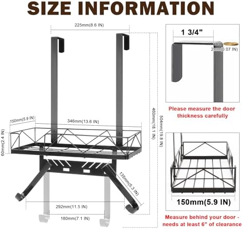 Ironing Board Hanger, Metal Over The Door or Wall Mounted Ironing Board Caddy, Ironing Board Storage Shelf with Adjustable Hooks for Laundry Room, Living Room, Bathroom (Matte Black) - Image 4