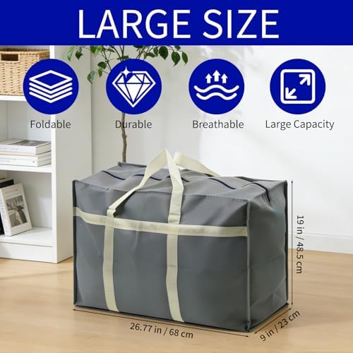 6 Pack Moving Bags, Sturdy Packing Bags with Handles, Zippers - Image 2