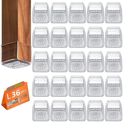 BAIPOK 36pcs Square Chair Leg Floor Protectors for Hardwood Floors by BAIPOK