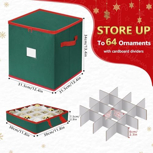 Christmas Ornament Storage Box Stores 64 Ornaments, Non-Woven - Image 2