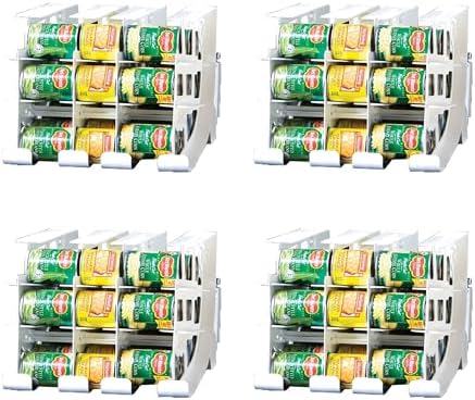 FIFO Can Tracker 4-Pack - 3-Tier Rotating Food Can Organizer for Pantry, Expandable Soda Can Storage for Kitchen, Holds 54 Cans of Food or Soda by FIFO