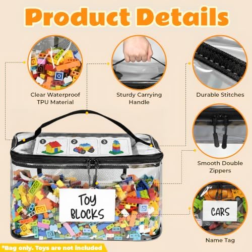 6-Pack Extra Large Clear Toy Storage Bags with Zippers, TPU - Image 5