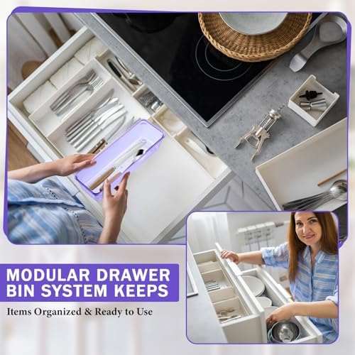 Maitys 12 Pcs Plastic Drawer Organizers, Storage Tray, 9 x 3 x 2", Purple - Image 5
