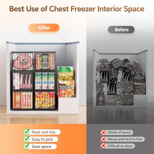 Freezer Organizer Bins, 6 Pack Enlarged Baskets for 5-9 Cu.FT Deep Freezer - Image 5