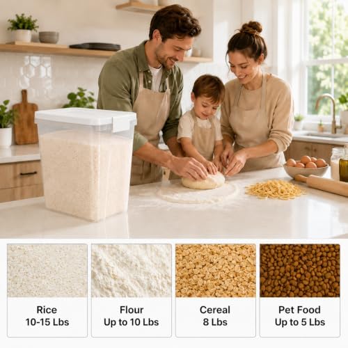 5-10 Lbs Airtight Cat Dog Food Storage Container, 8QT Compact Pet Food Bin - Image 5