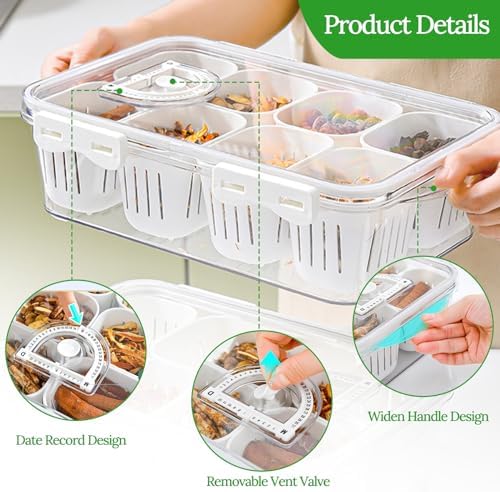Veggie Tray Divided Serving Tray with Lid, Salad Bar Container for Fridge - Image 3