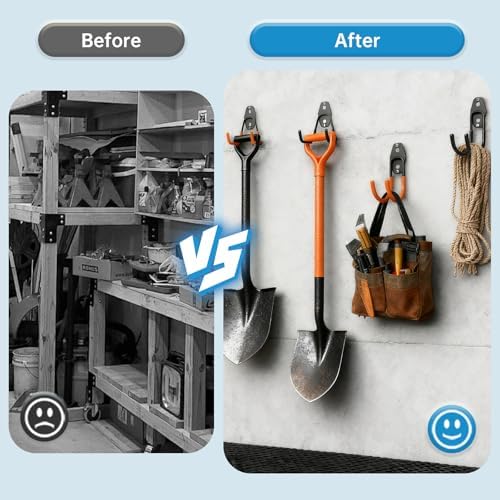 GeeWatom Garage Storage Utility Hooks，Garage Garden Tool Organizer，Steel Wall Mount Hooks, Garden Small U Hooks (6 Pack-Black) - Image 4