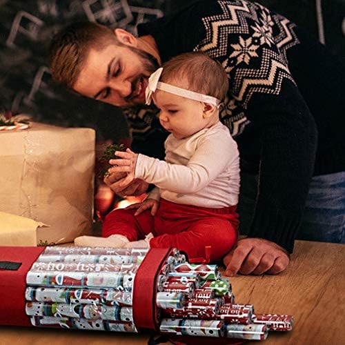 ProPik Wrapping Paper Storage Bag, Christmas Gift Wrap Organizer Stores Up to 24 Rolls 40 Inch, Heavy Duty Polyester plus PVC Clear Bag with Handles - Image 6