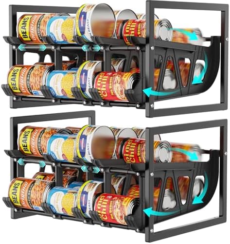 iSPECLE Can Storage Organizer Pantry - Auto-Rolling Expandable Hold 80 Cans by iSPECLE
