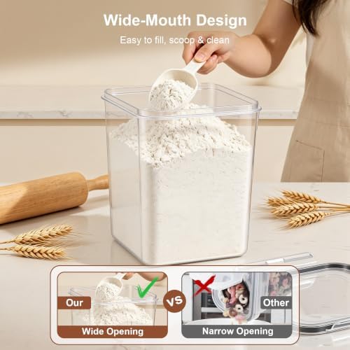 Airtight Flour Sugar Containers with Lids: 4 Pack for Pantry Food Storage - Image 4