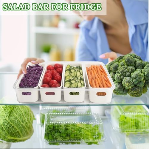 2 Pcs Salad Bar Containers for Fridge with Lid, Fruit Storage Veggie Tray - Image 3